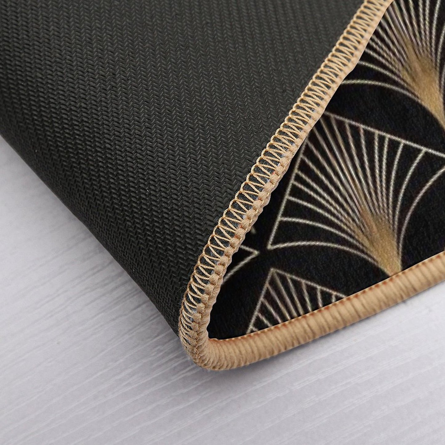 Art Deco Geometric Gold Black Pattern  Anti-Trip Bath Mat