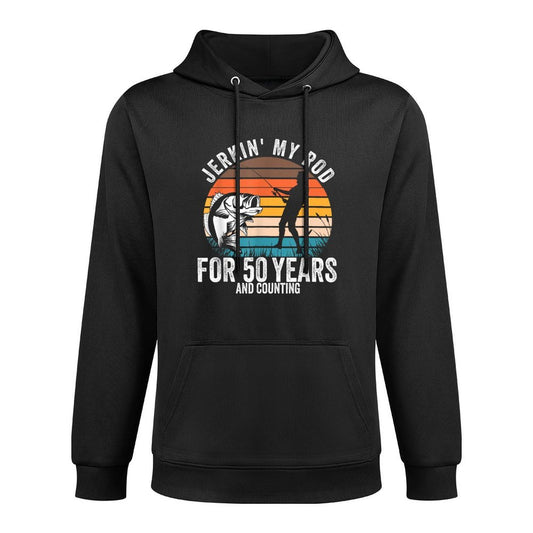 50th Birthday Gift for Fisherman Men Funny Fishing 50 Bday Kangaroo Pocket Hoodie