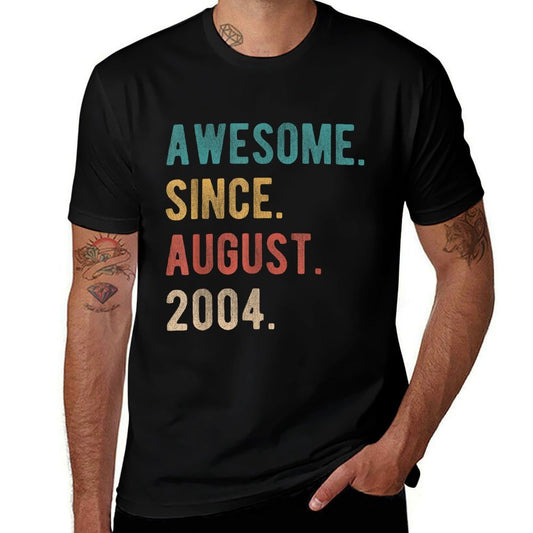 Retro 21 Years Old Awesome Since August 2004 21st Birthday  Polyester Blend T-Shirt