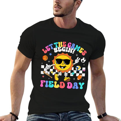 Field Day 2025 Let The Games Begin Teachers Kids Field Day Ribbed Collar T-Shirt