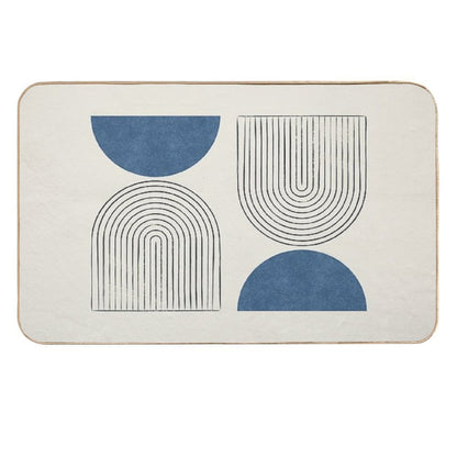 Arch Balance Blue - Mid Century Modern  Repositionable Bath Mat