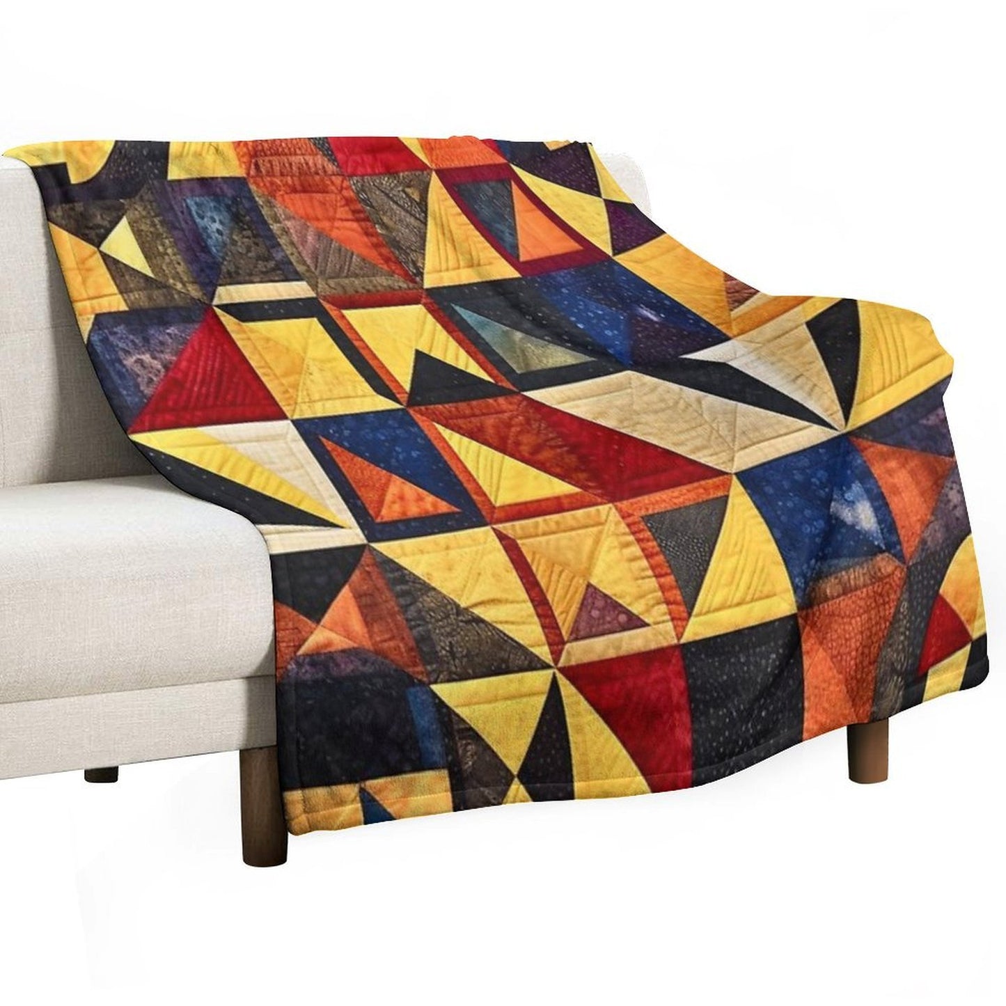 Block Quilt Pattern Eco-conscious Throw Blanket
