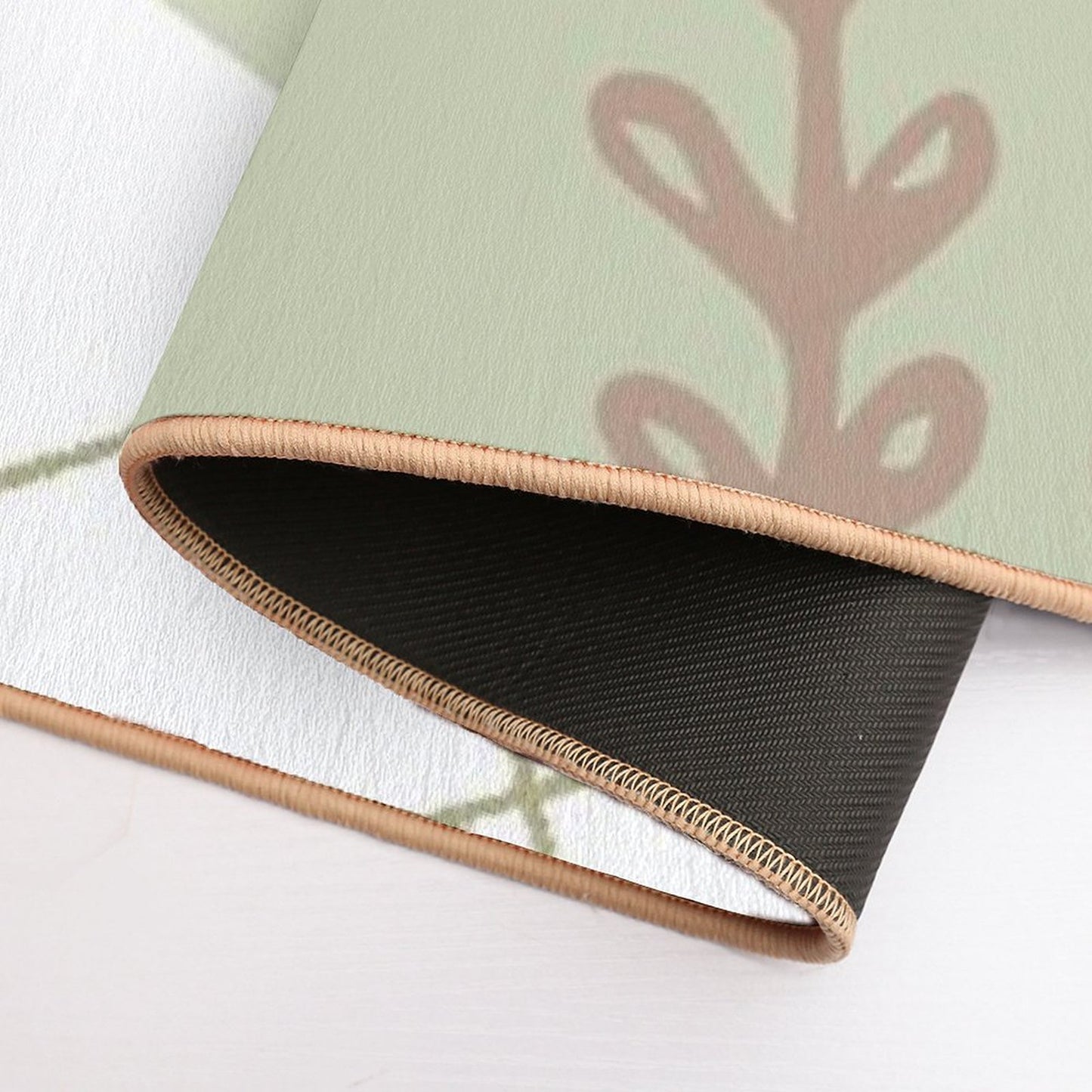 Brown, Sage Green, Olive Green And White Boho Abstract Minimalistic Design  Absorbent Bath Mat