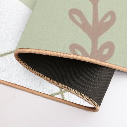 Brown, Sage Green, Olive Green And White Boho Abstract Minimalistic Design  Absorbent Bath Mat