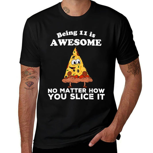 Being 11 Is Awesome 11th Birthday Pizza Theme Funny Eleventh  Relaxed-fit T-Shirt