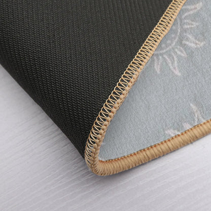 Cute Boho Sun Pattern Bohemian Aesthetic In Muted Colors Muted Teal  Non-Slip Bath Mat