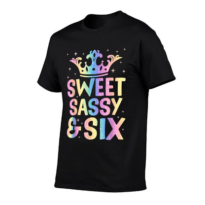 Sweet Sassy And Six Birthday For Girls 6 Years Old  Ribbed Collar T-Shirt