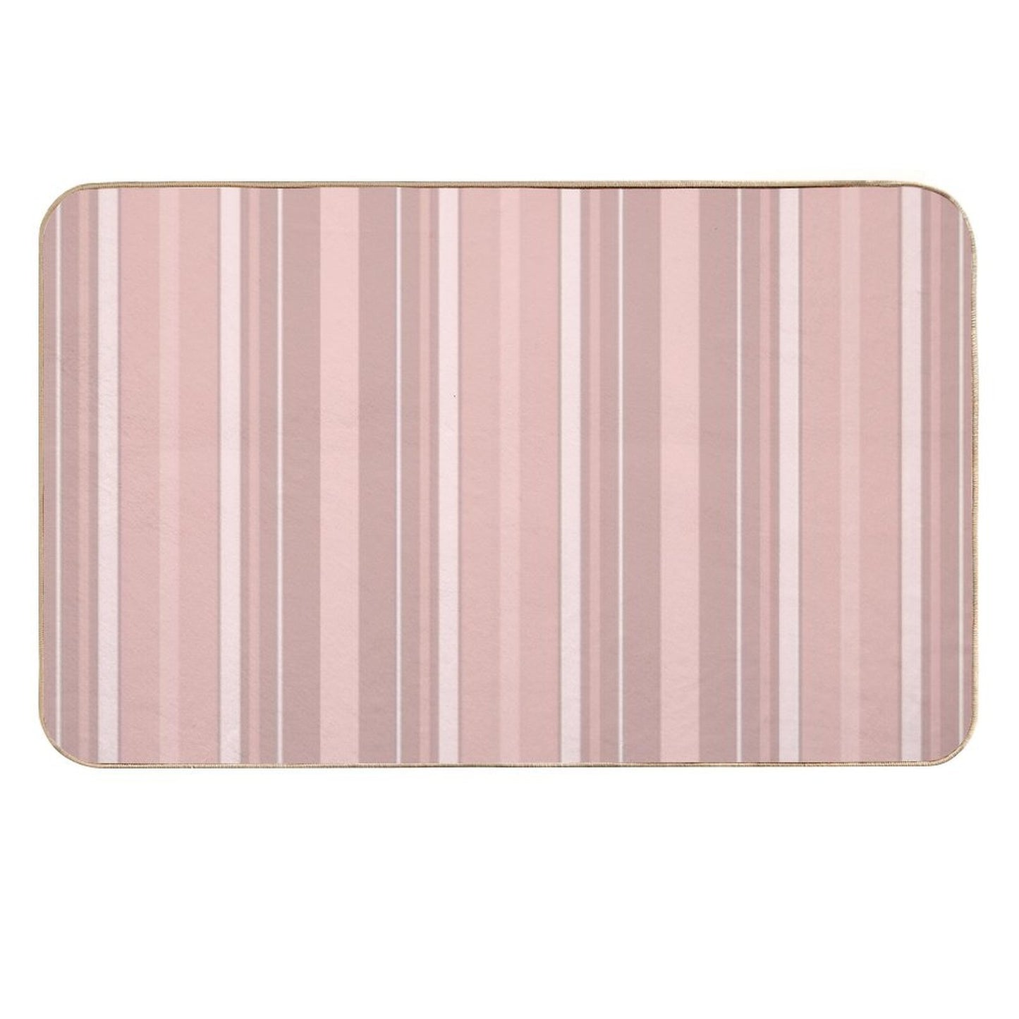Rose Gold Slimming Effect Vertical Balanced Stripes Durable Bath Mat