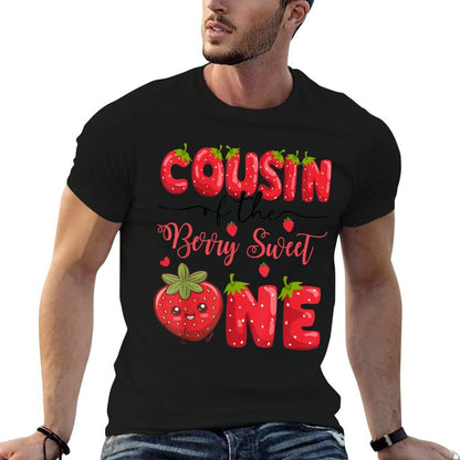 Cousin Of The Berry Sweet One Strawberry First Birthday  High-quality Stitching T-Shirt