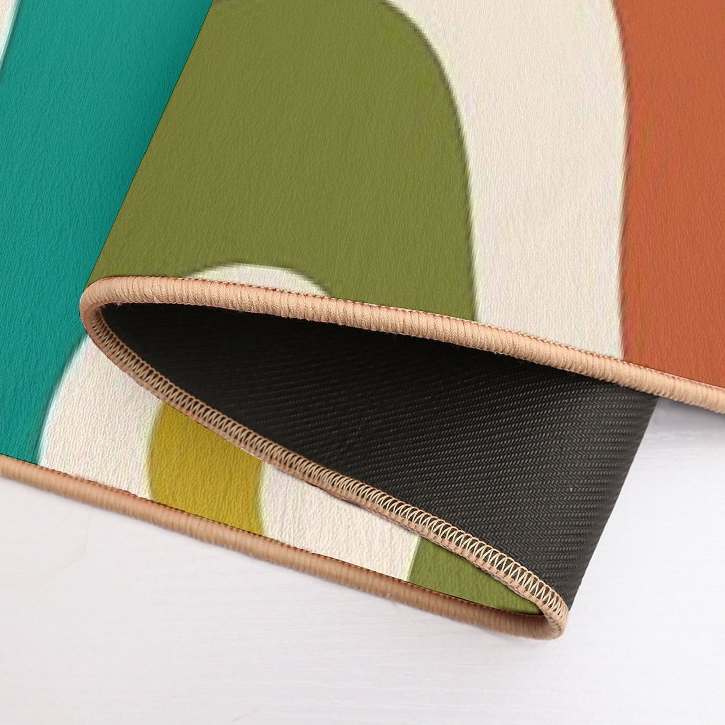 Liquid Swirl Retro Abstract Pattern in Mid Mod Colours on Cream  Versatile Bath Mat