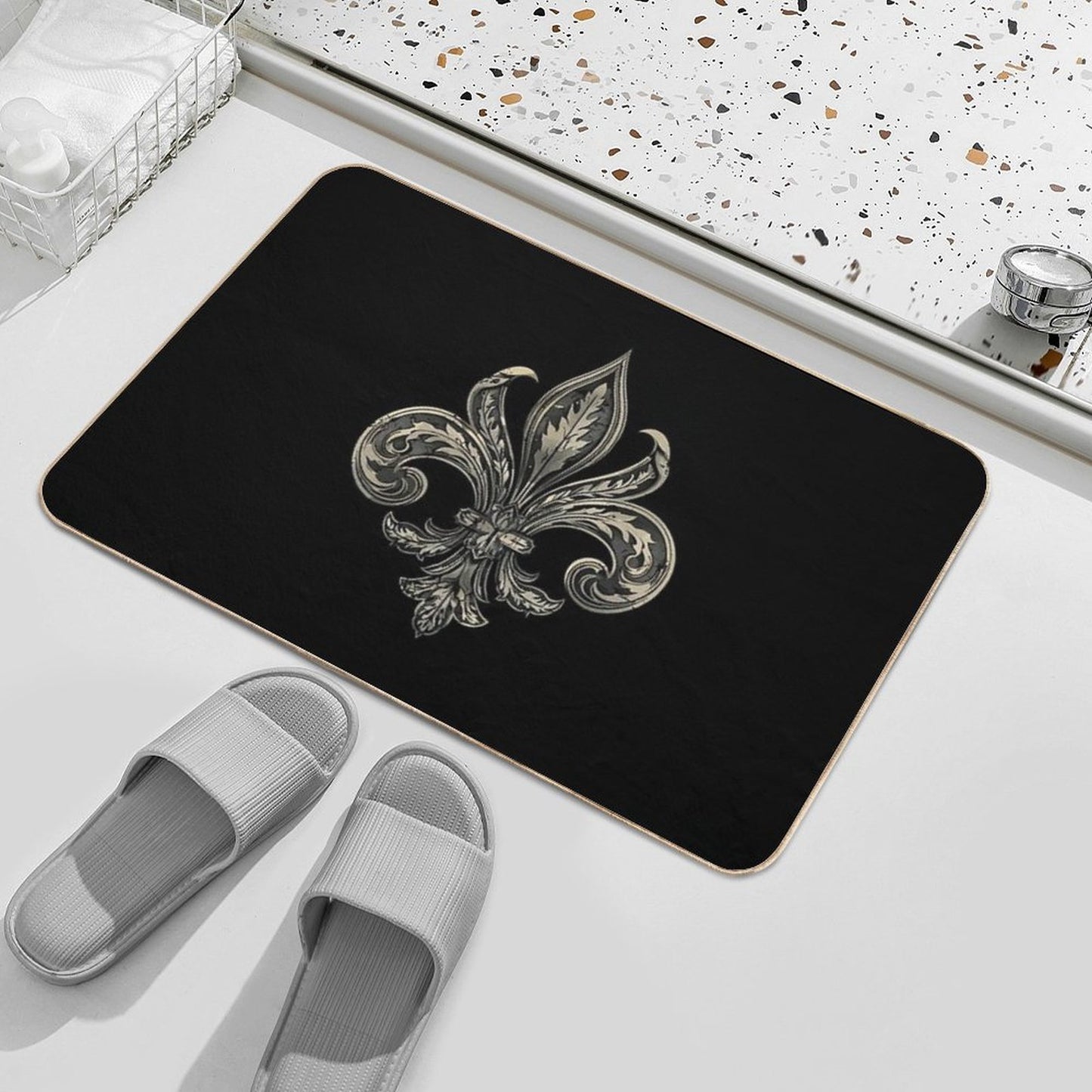 Fleur De Lis Ornate  Pet-Safe Bath Mat