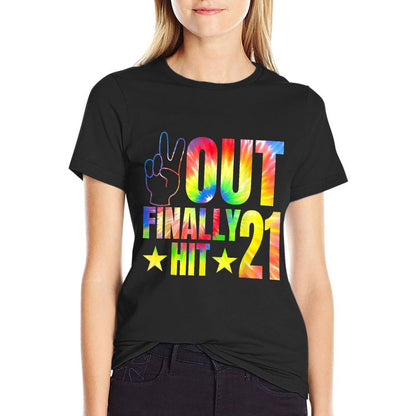 Peace Out Finally Hit 21 Year Old 21st Birthday Party  Vintage-inspired T-Shirt