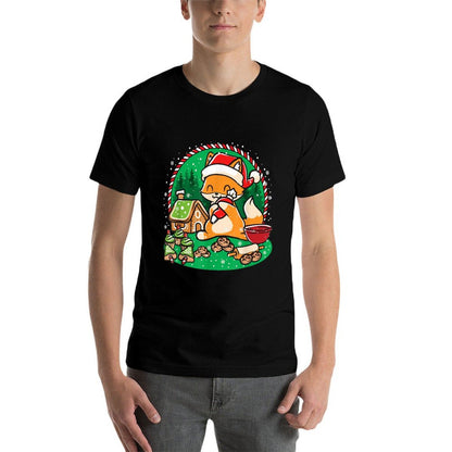 Gingerbread House Xmas Cookie Baking Team Cute Fox Baker  Slim-fit Cut T-Shirt