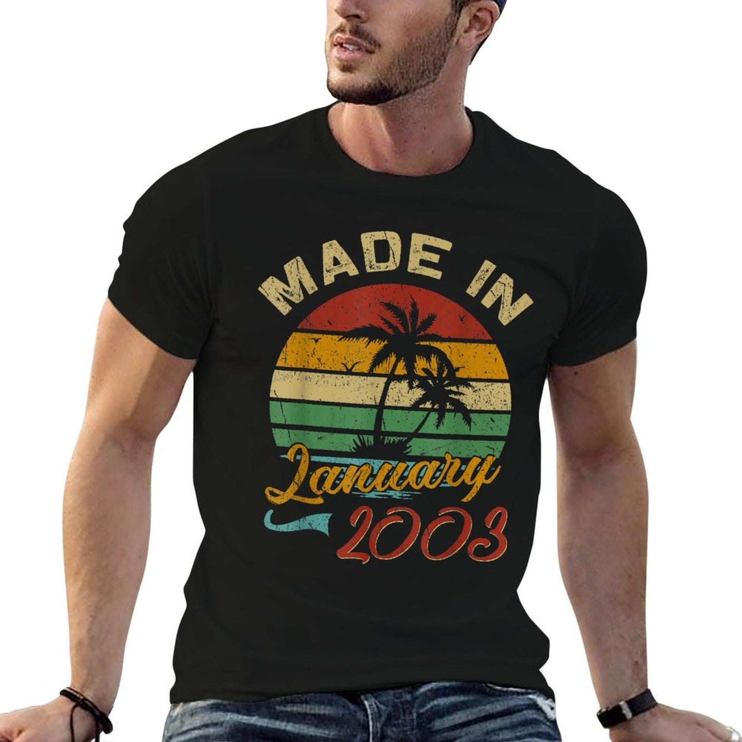 Made In January 2003 Vintage Retro 21st Birthday  Stretchy T-Shirt