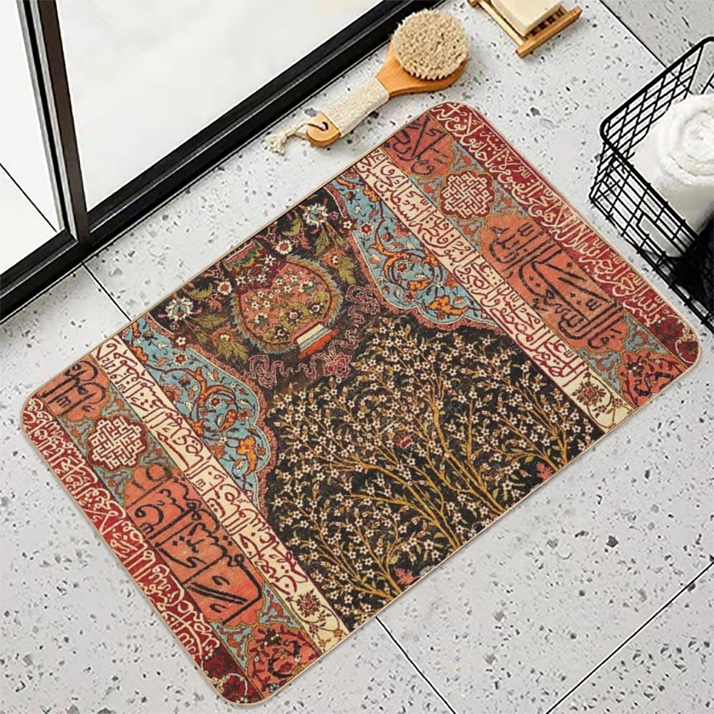 Safavid Kashan Or Isphahan Persian Rug Print Durable Bath Mat