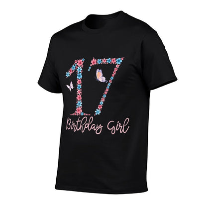 Floral 17th Birthday Butterfly For Girls  High-quality Stitching T-Shirt