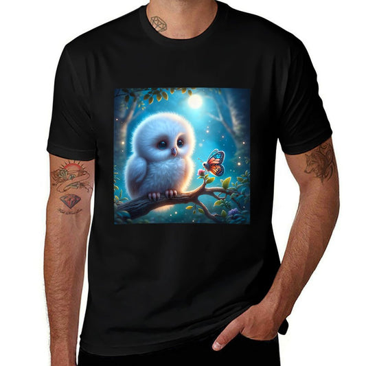 Twilight Whispers Baby Owl & Butterfly - A Serene Encounter  Versatile T-Shirt