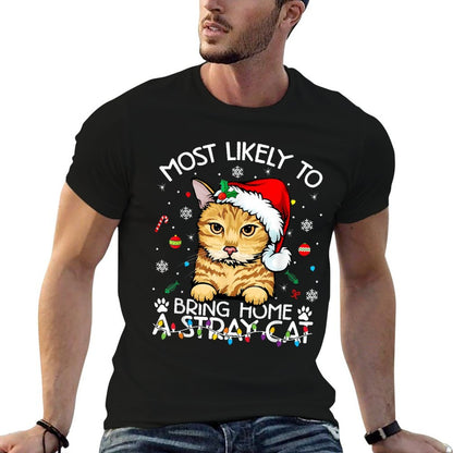Most Likely-To Bring Home A Stray Ginger-Tabby Cat Xmas  Eco-friendly Material T-Shirt