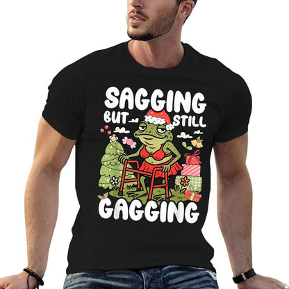 Sagging But Still Gagging Frog Funny Cringe Meme Christmas  Wrinkle-resistant T-Shirt