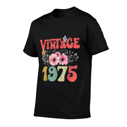 Vintage 1975 Floral Butterfly Retro Groovy 50th Birthday  Soft T-Shirt