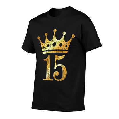 Crown Number 15 (Vintage Golden Yellow) 15th Birthday Comfortable T-Shirt