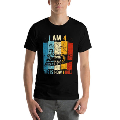 4th Birthday Boy Train 4 Year Old Birthday  Soft T-Shirt