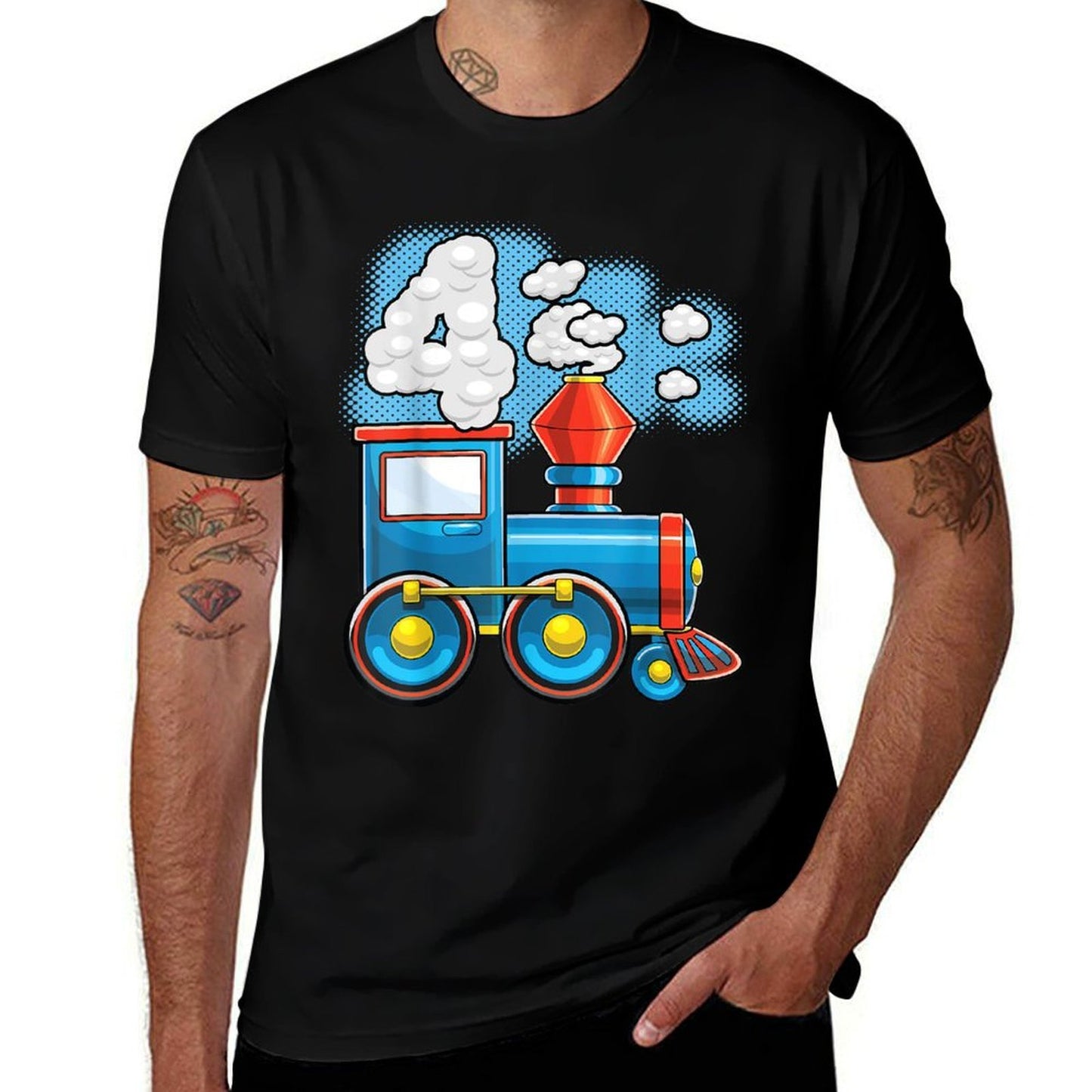Chugga Chugga Train 4th Birthday Party Supply Birthday Boy  Trendy Pattern T-Shirt