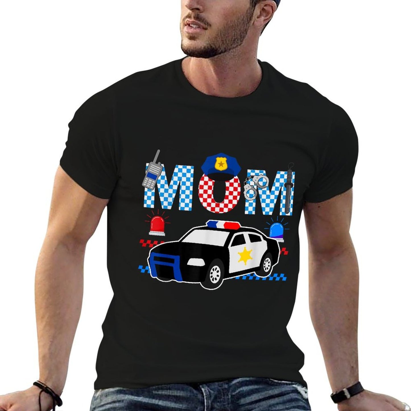 Cop Mom Police Themed Kids Birthday Officer Party Matching  Easy-care T-Shirt