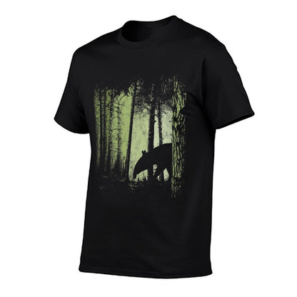 Womens Funky Stylish Tapir Silhouette in Twilight Jungle Forest  Classic T-Shirt