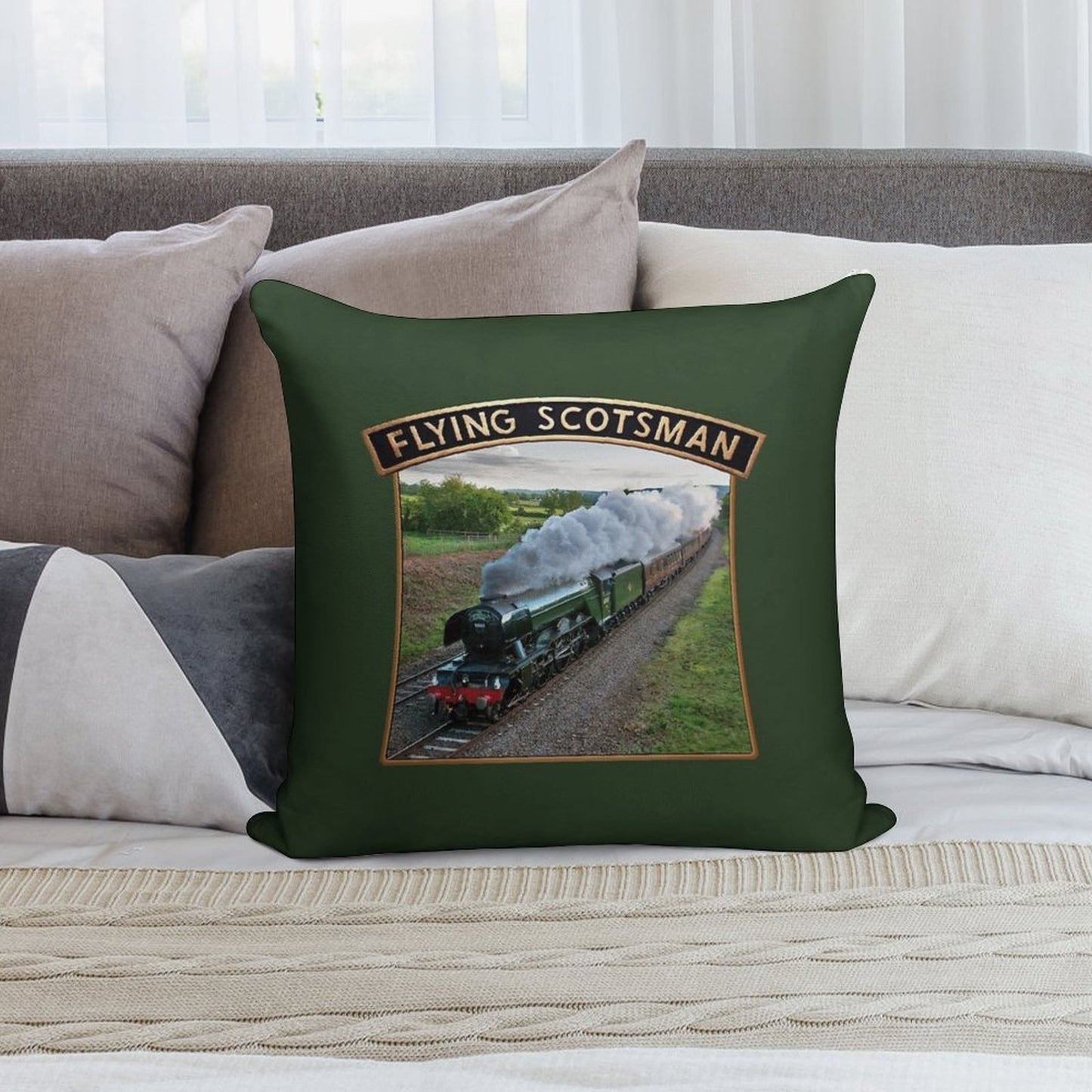 Flying Scotsman And Nameplate Soft Durable Construction Throw Pillow