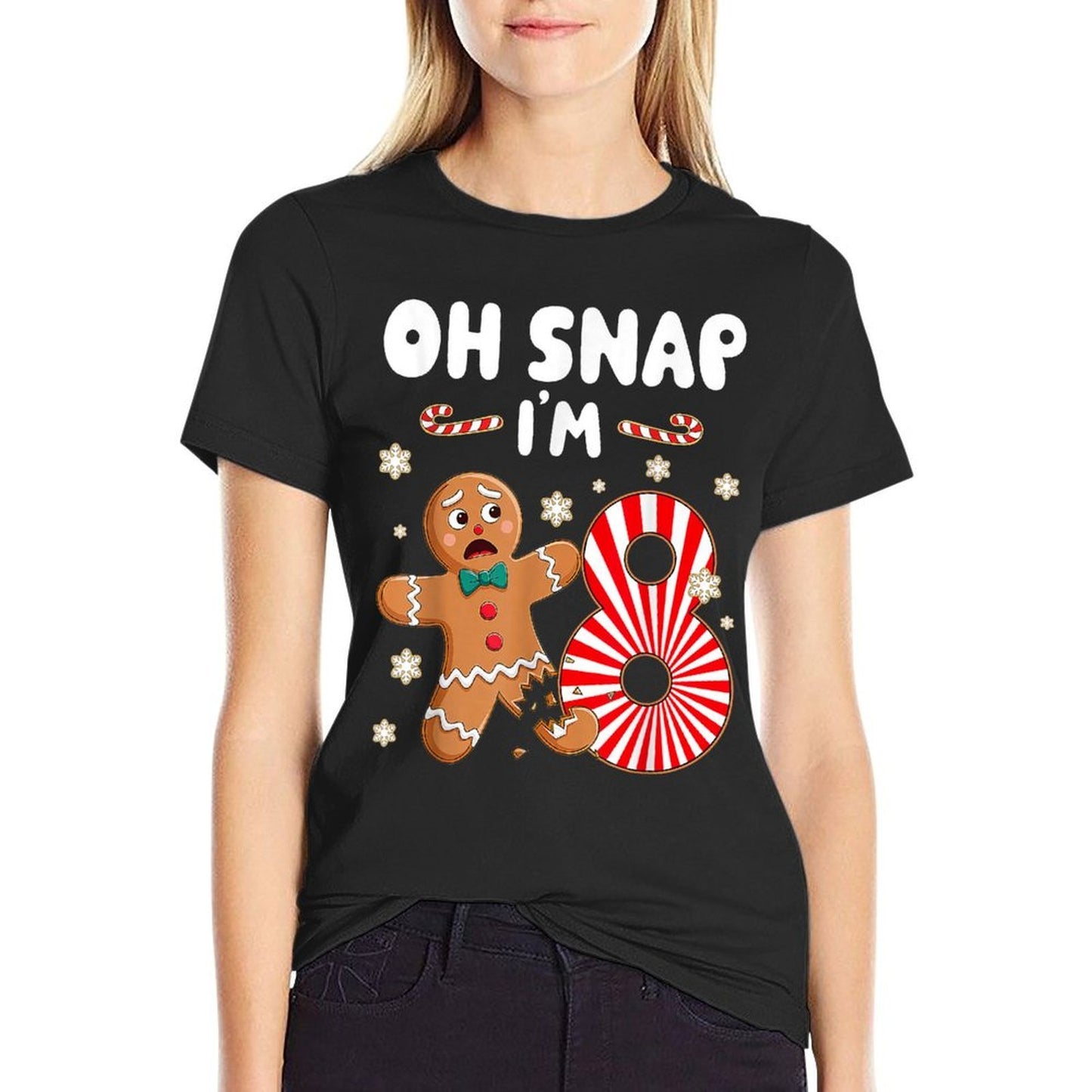 Christmas Oh Snap 8 Year Old Gingerbread Man 8th Birthday  Easy-care T-Shirt