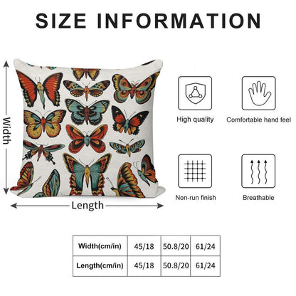 Butterflies Traditional Tattoo Flash Soft Skin-Friendly Throw Pillow
