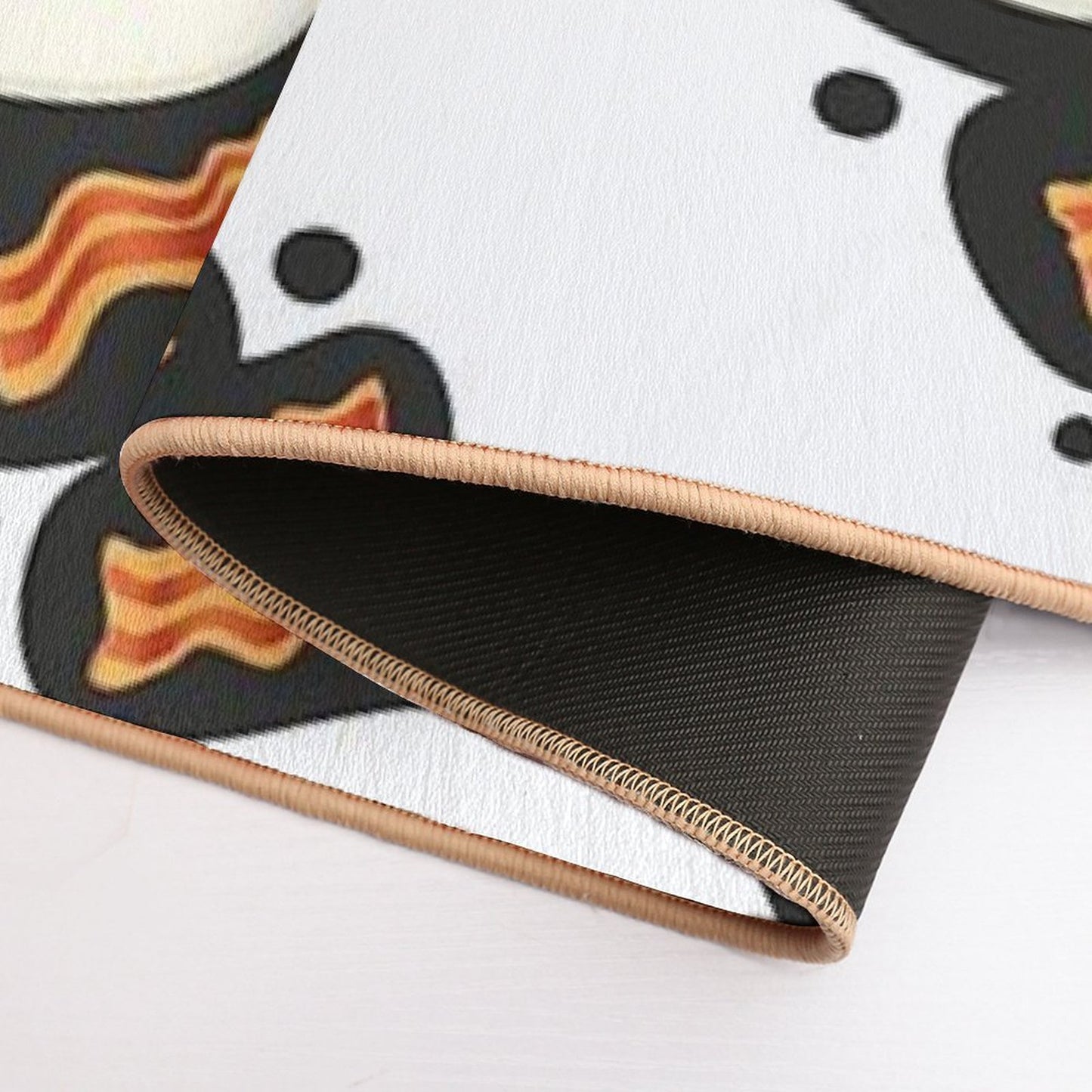 Breakfast With Bacon And Eggs Seamless Vector Pattern Dark  Absorbent Bath Mat