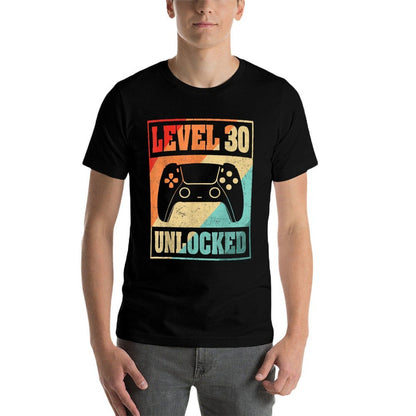 Level 30 Unlocked Video Gamer 30th Birthday Gifts  High-quality Stitching T-Shirt