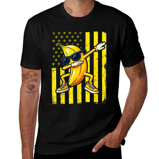 Graphic Banana Retro American Dabbing Banana Lover Relaxed-fit T-Shirt