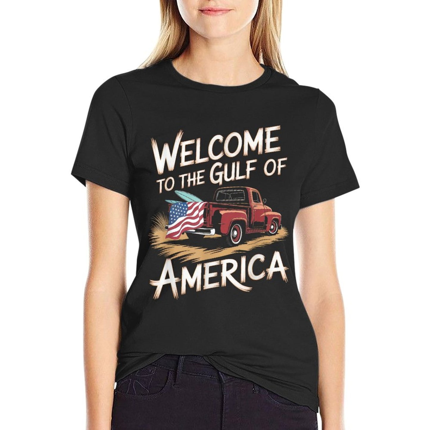Gulf Of USA America Gift Men Women Flag Beach Polyester Blend T-Shirt