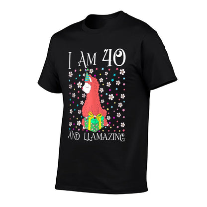 I'm 40 Llamazing Gift Alpaca Girl Llama Happy 40th Birthday  Oversized Silhouette T-Shirt