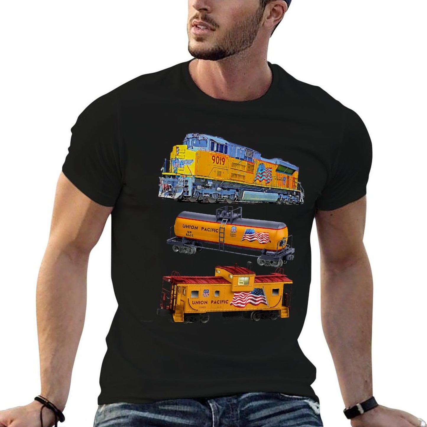 Freight Train Engine Tanker Caboose  Versatile T-Shirt