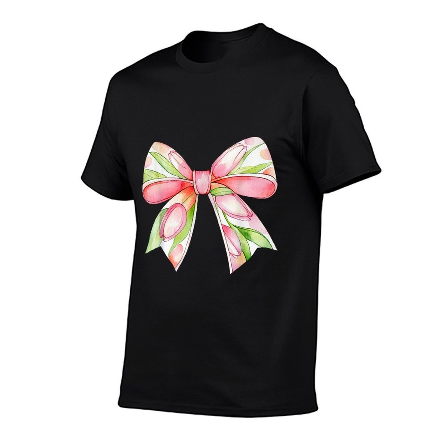 Easter Tulip Coquette Bow Pink Spring Flowers Floral Tulips  Tagless Design T-Shirt