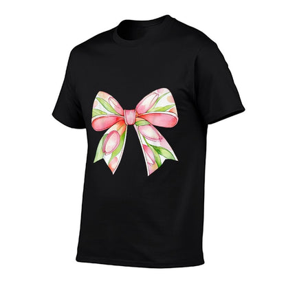 Easter Tulip Coquette Bow Pink Spring Flowers Floral Tulips  Tagless Design T-Shirt