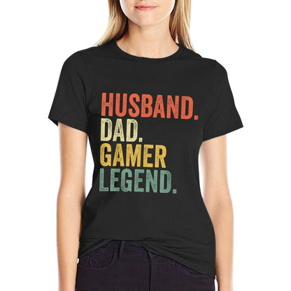 Funny Gamer Dad Husband Dad Gamer Legend Vintage  Heathered Texture T-Shirt