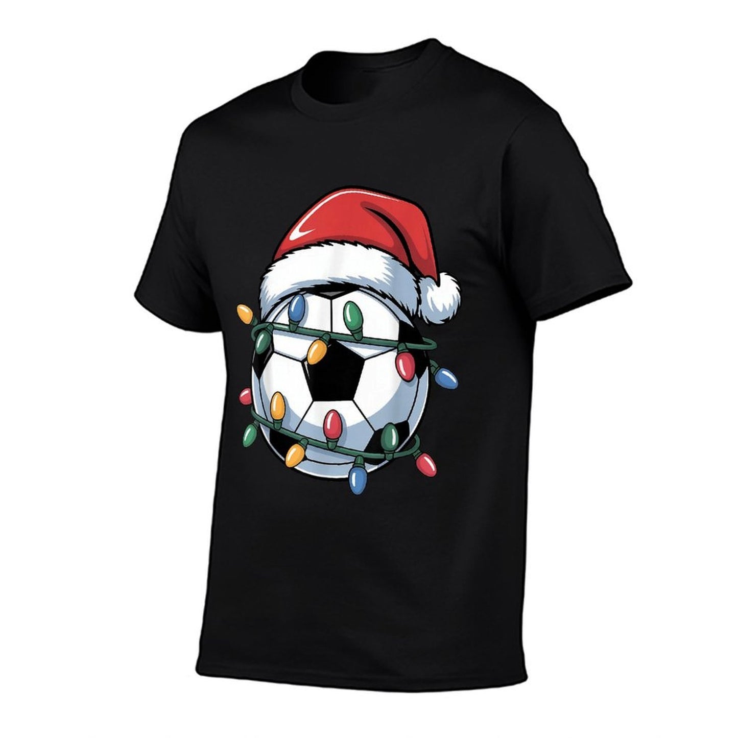 Soccer Christmas Santa Hat Soccer Ball Sport Men Women Kids  Tagless Design T-Shirt