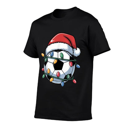 Soccer Christmas Santa Hat Soccer Ball Sport Men Women Kids  Tagless Design T-Shirt
