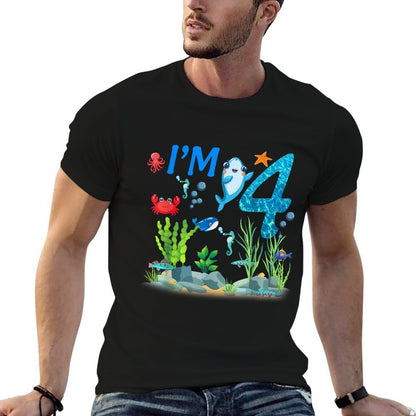 4 Year Old Ocean Themed Birthday Under The Sea 4th Birthday  Soft T-Shirt