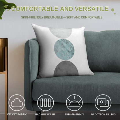 3 Circles Teal And Gray Soft Home Decor Throw Pillow