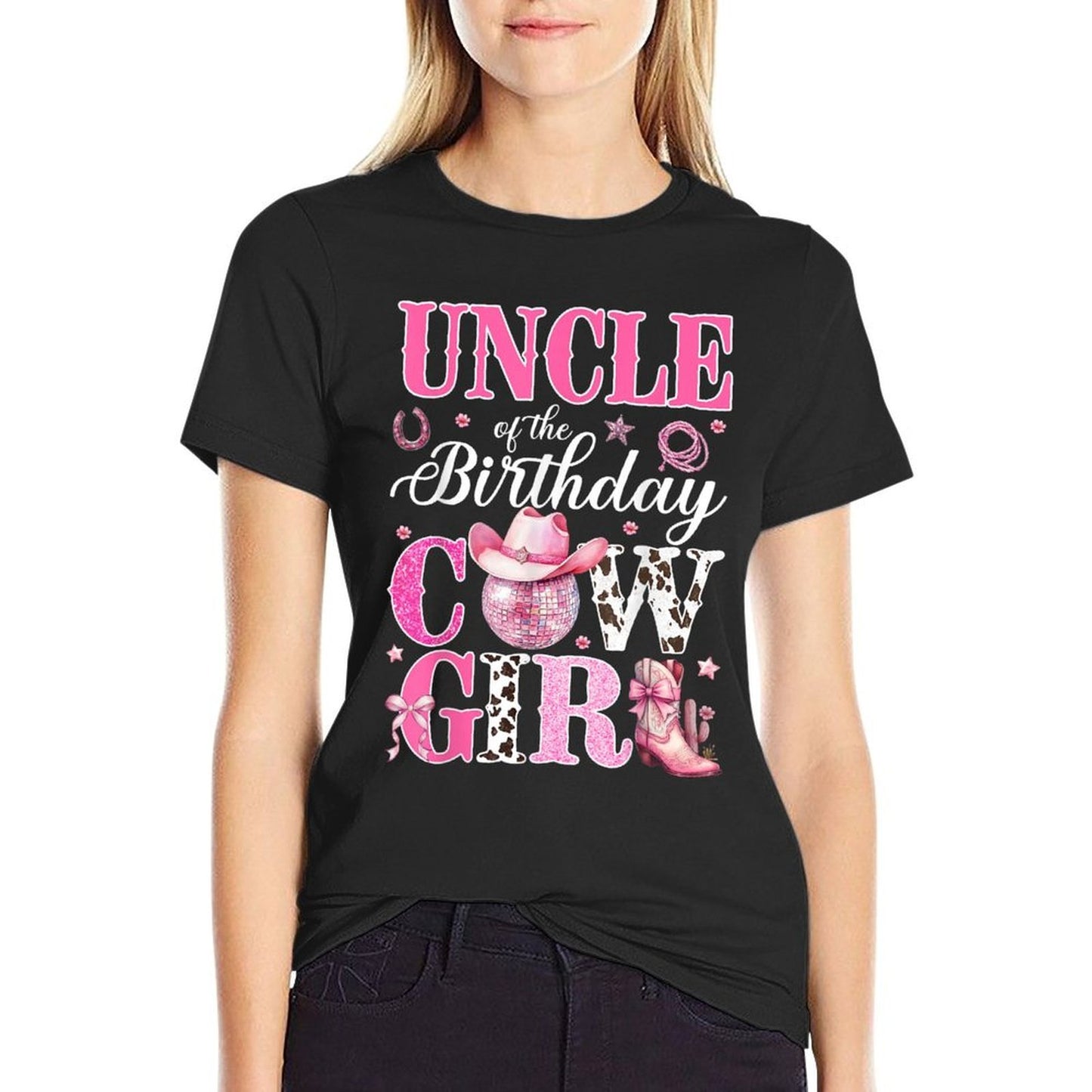Cute Uncle Of The Birthday CowGirl Rodeo Western Bday Party  Moisture-wicking T-Shirt