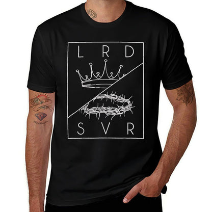 Vintage Retro Jesus Christian Lord & Savior Graphic  Ribbed Collar T-Shirt