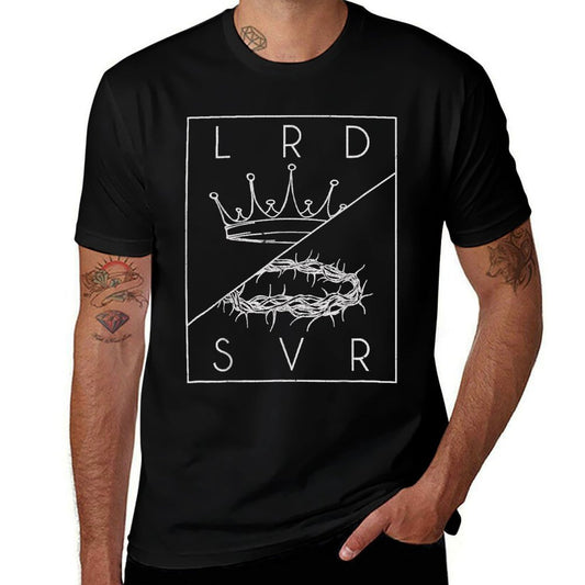 Vintage Retro Jesus Christian Lord & Savior Graphic  Ribbed Collar T-Shirt