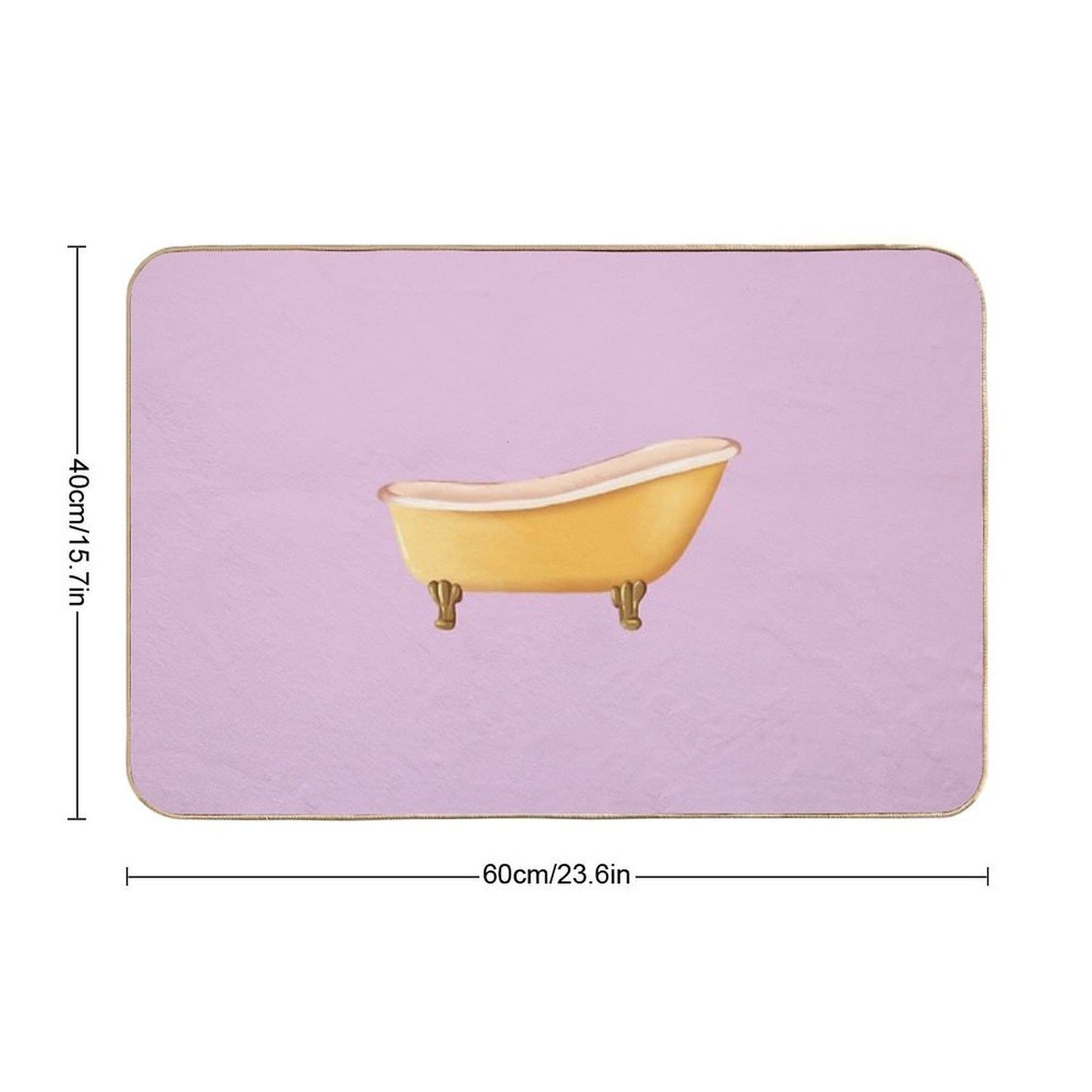 Vintage Yellow Bathtub  Repositionable Bath Mat