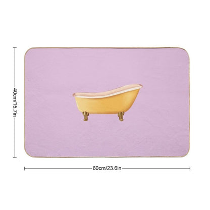 Vintage Yellow Bathtub  Repositionable Bath Mat